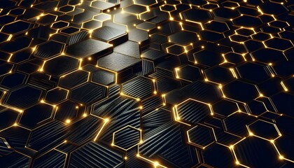 Obraz premium Golden Honeycomb Technology Pattern 
