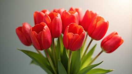 Vibrant red tulips in a beautiful bouquet celebrating spring's arrival