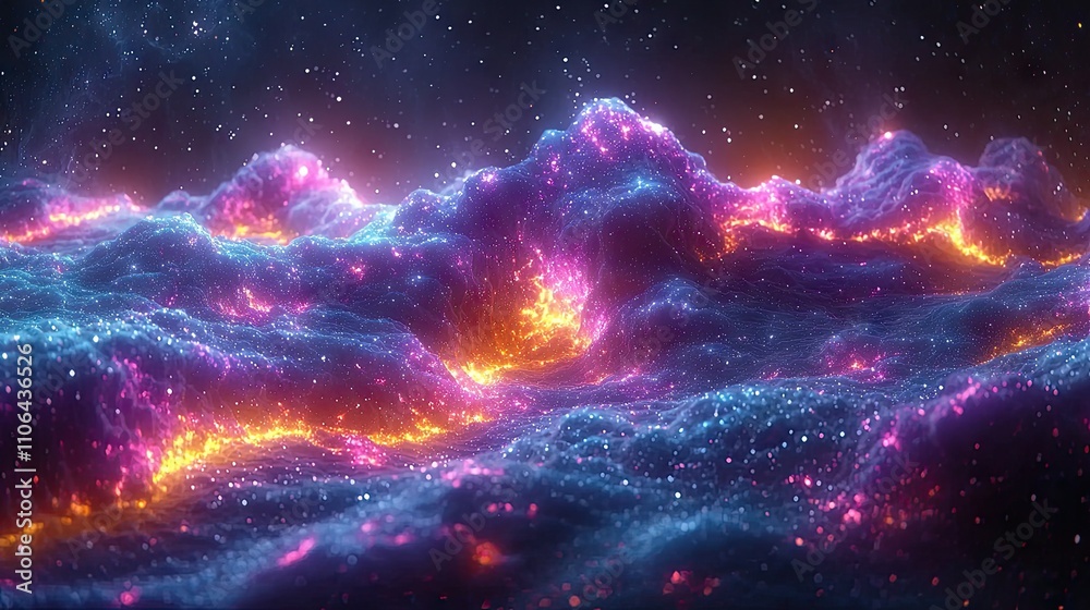 Wall mural cosmic nebula abstract background: colorful glowing space wonders