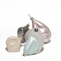  A set of Christmas tree ornaments on a white background