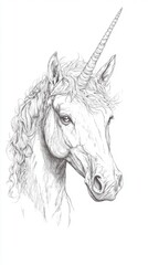 Majestic Neoclassical Unicorn Artwork on Aged White Paper | Symbol of Purity and Sovereignty in Black and White