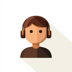 Person with Headphones - Flat Design Profile Icon