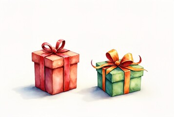 Obraz premium Festive Holiday Gifts Illustration, watercolor