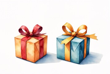 Obraz premium Festive Holiday Gifts Illustration, watercolor
