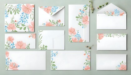 Hand-painted floral design on an envelope with a delicate and elegant palette.