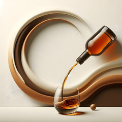 spirit pour with brown dynamic wave pattern in professional luxury design setting