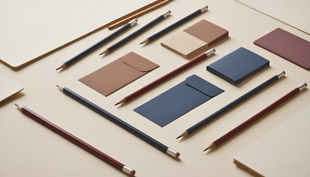 Artistic workspace with exquisite stationery arrangement