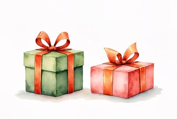 Festive Holiday Gifts Illustration, watercolor