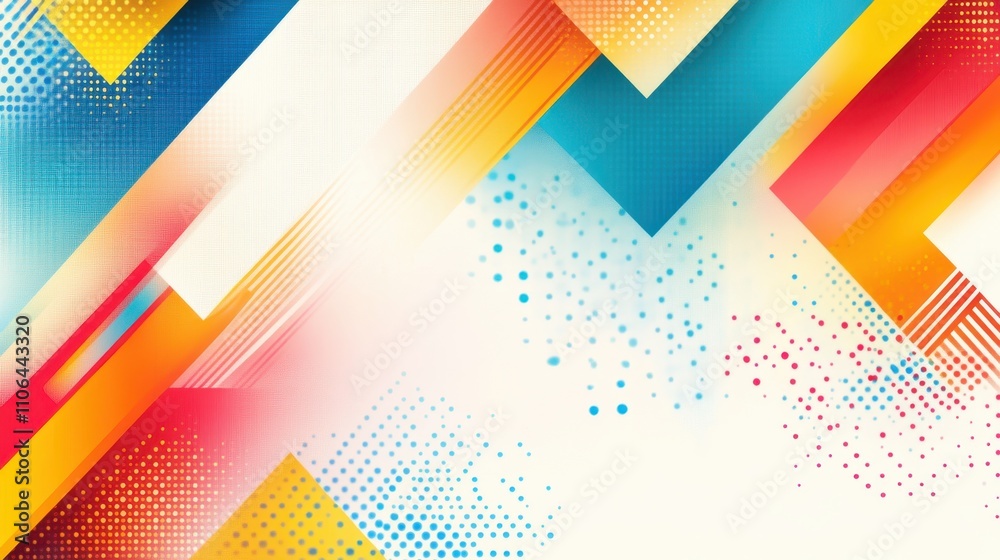 Poster Vibrant Interplay of Abstract Geometric Shapes Creates a Dynamic Visual Experience in Bold Colors