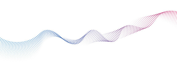 Flowing Dot Wave halftone gradient pattern on transparent background	