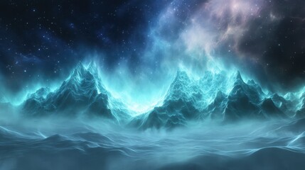 Fototapeta premium Breathtaking Aurora Borealis Painting Vibrant Colors Over Icy Mountain Ranges at Night