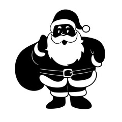 Santa Claus Silhouette with Gift Bag Vector