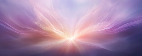 Obraz premium Soft radiant light emanating in pastel tones of purple, pink, and white on a gradient background.