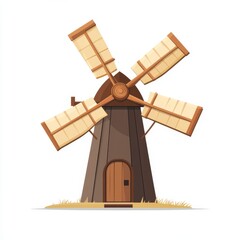 Charming Vintage Windmill Illustration