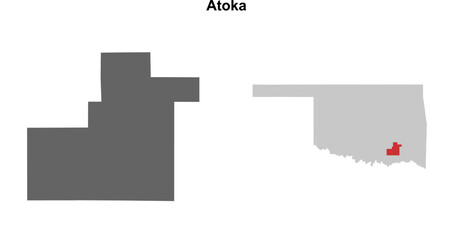 Atoka County (Oklahoma) blank outline map set