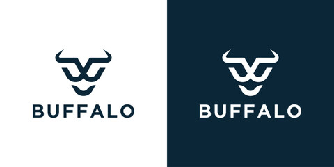 Simple buffalo head logo, the initial B logo for buffalo