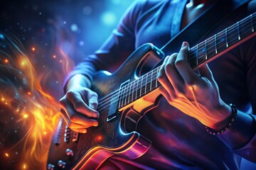 Obraz premium Strumming the heartstrings in a vibrant musical night full of energy and passion