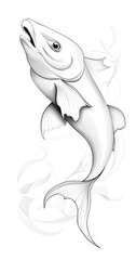 Obraz premium Graceful Fish Illustration with Flowing Lines and Detailed Fins on White Background
