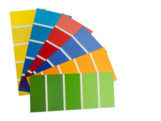 Color card palette, samples for colour definition. Guide of paint samples, colored catalog. Photo...