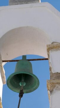 Greece Mykonos Canvas Art Red Dome And Bell Tower Of Greek Orthodox Church On Mykonos By Zoe Schumacher