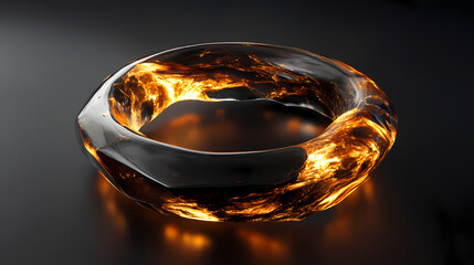 Glowing obsidian ring: a 3d rendered abstract artwork ai generated. Obsidian. Illustration