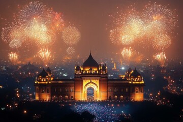  Spectacular Delhi New Year fireworks illuminate historic architecture amidst festive celebration atmosphere