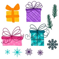 Christmas gift box set winter pattern for wrapping paper and fabrics