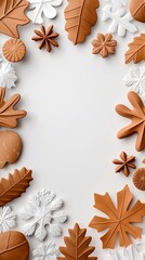 Fototapeta premium A winter wreath made of white leaves is designed in a 3D cartoonish style, perfectly isolated against a bright white background, ideal for decoration