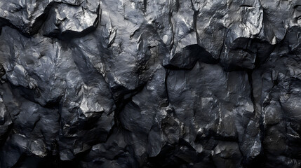 Dark, lustrous obsidian wall in with a reflective surface and edged contours, hinting at unseen mysteries within. Obsidian. Illustration
