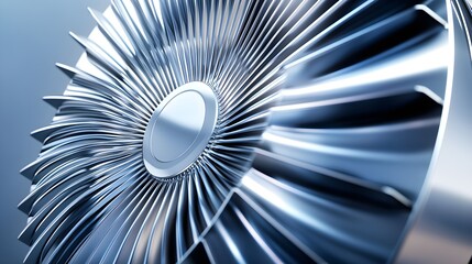 Dynamic close-up of fan blades and motor housing, isolated on white, polished surface and modern design elements--style raw