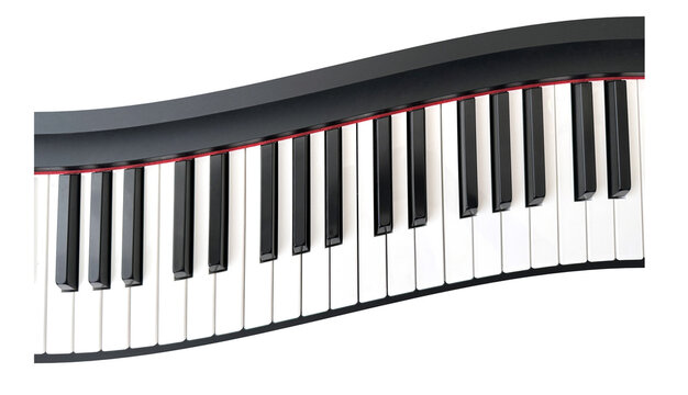 Curve Piano Keyboard PNG Image, isolated background.