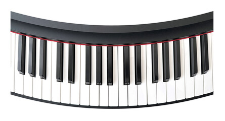 Curve Piano Keyboard PNG Image, isolated background.