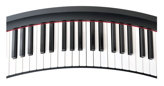 Curve Piano Keyboard PNG Image, isolated background.