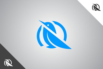 Obraz premium Bird minimalis logo with 2 color options. An animal and pet symbol. Black solid color logo. Minimal logotype and sign. Eps 10.