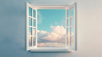 Open Window Sky View Clouds Serenity Home Peace