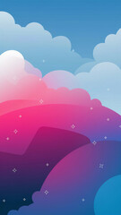 Gradient Sky and Hills Landscape Illustration