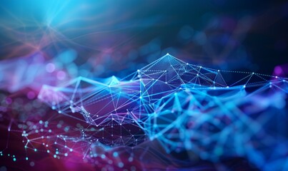 A blue and purple image of a mountain range with a lot of lines