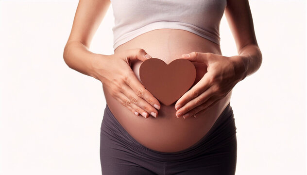 Mujer embarazo con coraz&oacute;n
