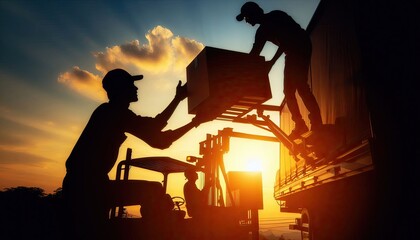 A silhouette of someone handling logistics, silhouette, action photography, aesthetics,