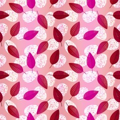 Easter seamless pattern with eggs and leaves for wallpaper and fabrics