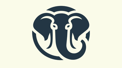 elephant head silhouette logo in flat style