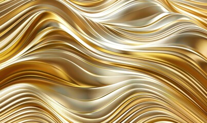 Obraz premium A gold and white wave pattern with a shiny, metallic look