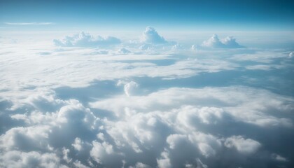 Fototapeta premium Expansive view from above the clouds, pure sky blending with dreamy cloud formations.