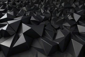 Dynamic And Luxurious Black Low Poly Abstract Background With Geometric Triangles