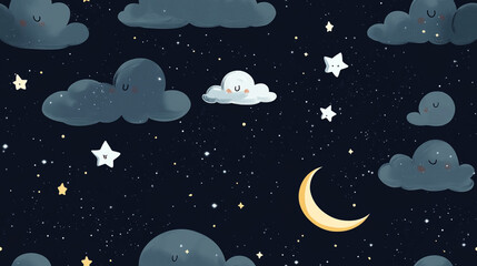 Naklejka premium Anime Night Sky, Eerie Whispers, Watercolor
