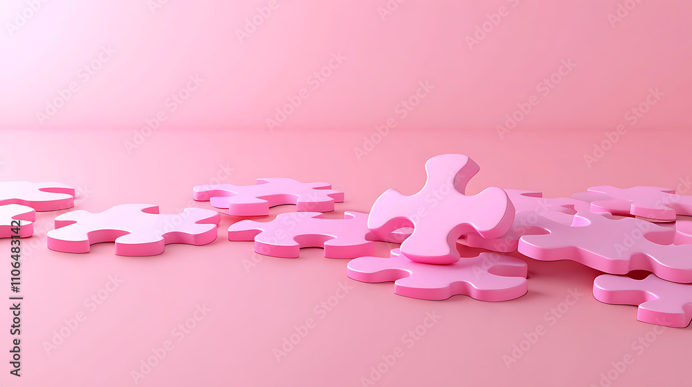 Poster A 3D rendering illustrates puzzle pieces set against a pink backdrop, symbolizing problem-solving in a business context