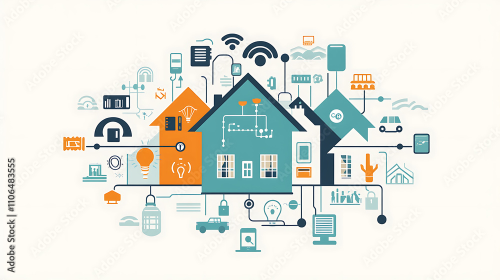 Leinwandbilder the internet of things (iot) is a smart connection and control device in a network of industries, re