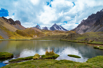 View of the snowy Ausangate from the lagoon
