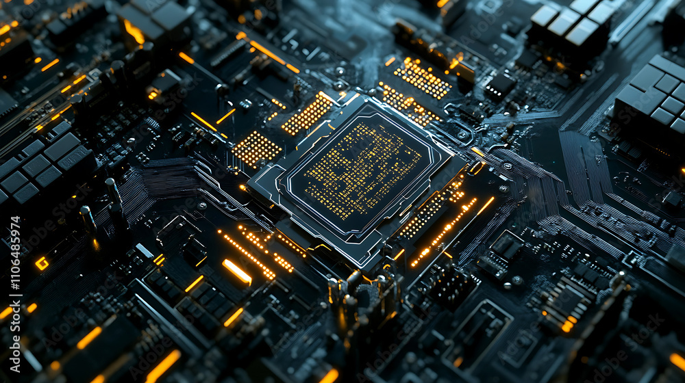 Aufkleber The smart home automation icon integrated with a motherboard symbolizes future technology for home remote control and automation