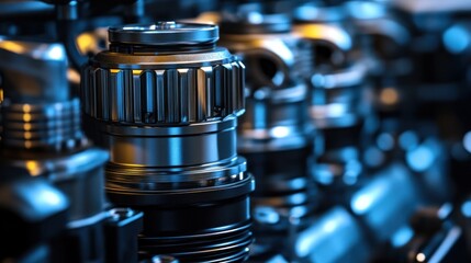 Close-Up of a Detailed Engine Gear System